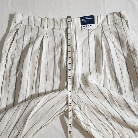 Old Navy XL Gray Striped Linen Extra High Rise Pockets Taylor Wide Leg Trouser - Picture 13 of 16